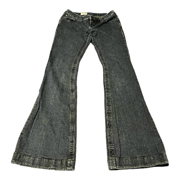 Free People Denim - Free People Jeans Womens 27 (27x32) Black Mid Rise Flare Bell Bottom Hippie READ